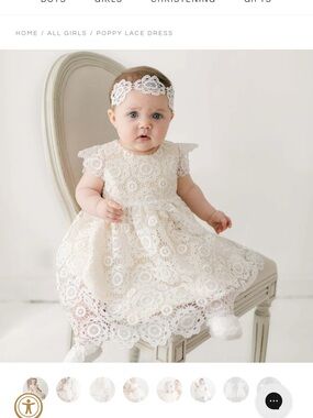 Baby Beau and Belle Poppy Lace Dress in Ivory